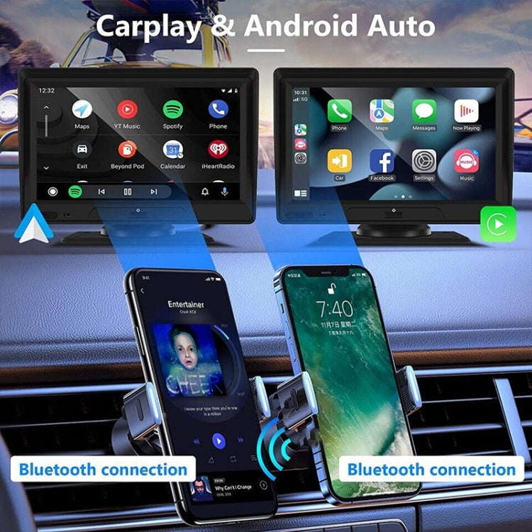 P702D 7 inch Portable Touch Display Wireless Car Navigator Dual-lens Smart Driving Recorder, P702D