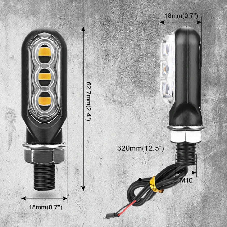 2pcs 12V 3LEDs Motorcycle Mini Water Turn Signal Light, 3LEDs (Yellow), 3LEDs (Black), 3LEDs (Tra...
