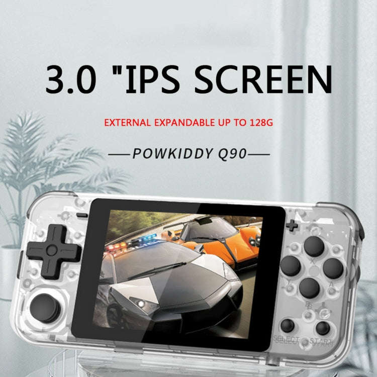 Powkiddy Q90 3.0 inch IPS Screen Retro Joystick Handheld Game Console with 16GB Memory, Q90 / White