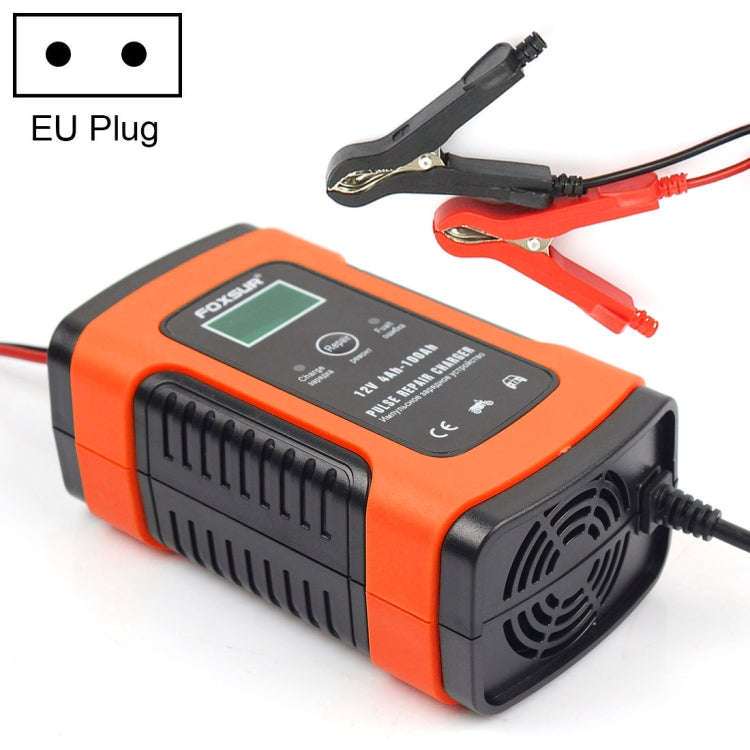 FOXSUR 12V 6A Intelligent Universal Battery Charger for Car Motorcycle, Length: 55cm, EU Plug, EU...