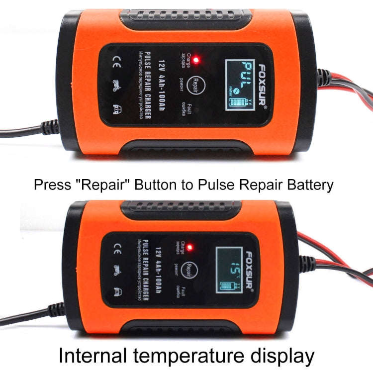 FOXSUR 12V 6A Intelligent Universal Battery Charger for Car Motorcycle, Length: 55cm, EU Plug, EU...