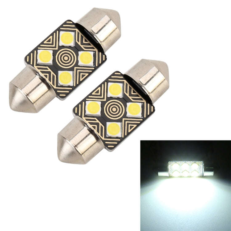 2 PCS 31mm DC12V / 1.5W / 6000K / 110LM 4LEDs SMD-3030 Car Reading Lamp Dome Light, with Decoder,...