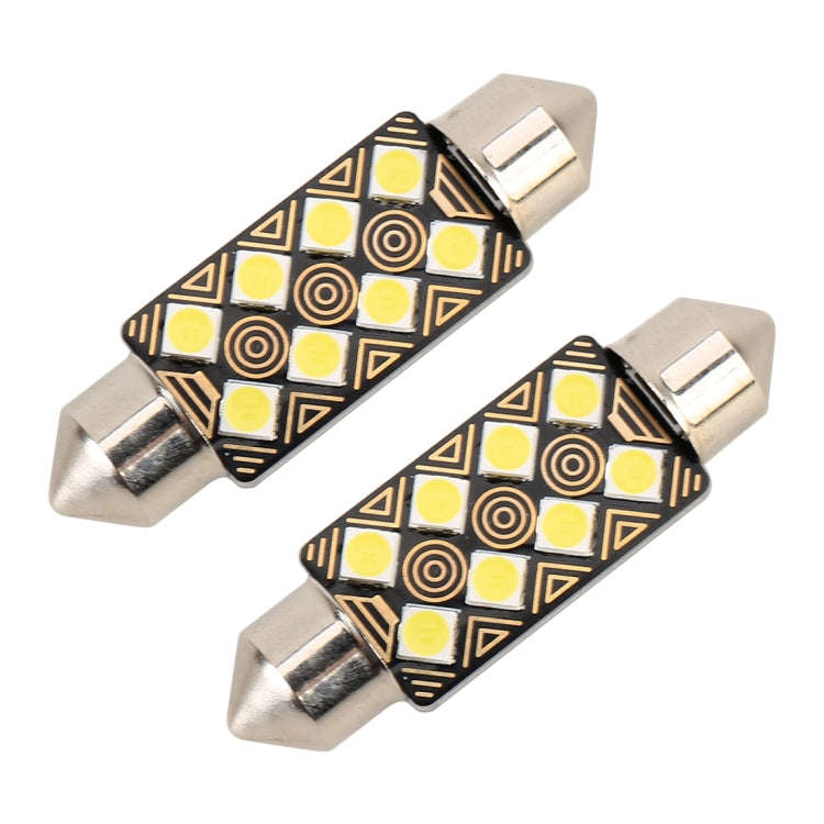 2 PCS 39mm DC12V / 1.5W / 6000K / 110LM 8LEDs SMD-3030 Car Reading Lamp Dome Light, with Decoder,...