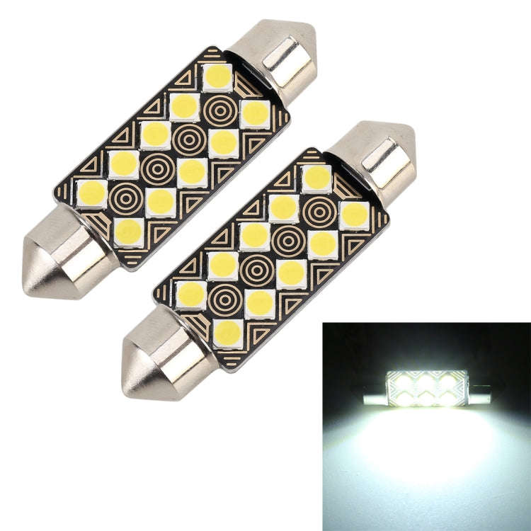 2 PCS 41mm DC12V / 1.5W / 6000K / 110LM 10LEDs SMD-3030 Car Reading Lamp Dome Light, with Decoder...
