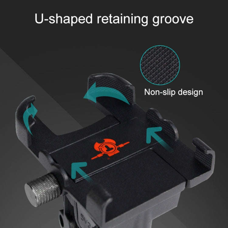 Portable Motorcycle Aluminium Alloy USB Charger Mobile Phone Holder, Handlebars Version, 3089