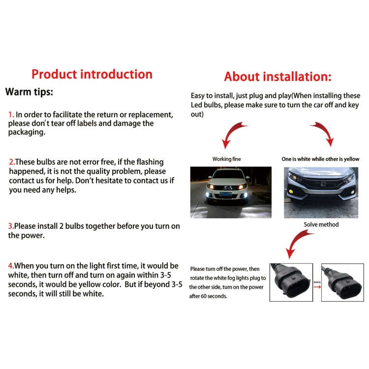 2 PCS EV15 880 / 881 DC9-32V / 6W / IP67 Car LED Double Color Fog Light, Cold White Light  + Ambe...