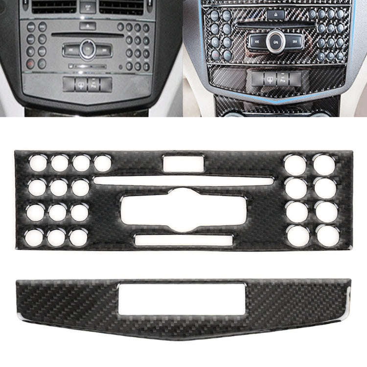 2 PCS Car CD Adjustment Frame Carbon Fiber Decorative Sticker for Mercedes-Benz W204 2007-2010, C...