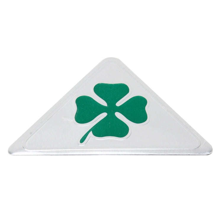 Four Leaf Clover Herb Luck Symbol Aluminum Slim Triangle Badge Emblem Labeling Sticker Styling Ca...