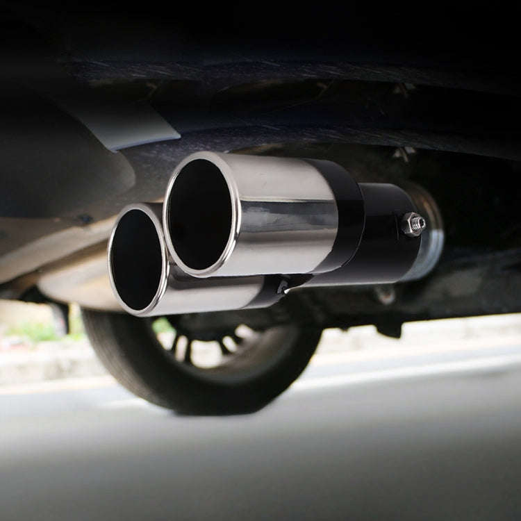Universal Car Styling Stainless Steel Straight Double Outlets Exhaust Tail Muffler Tip Pipe, Stra...