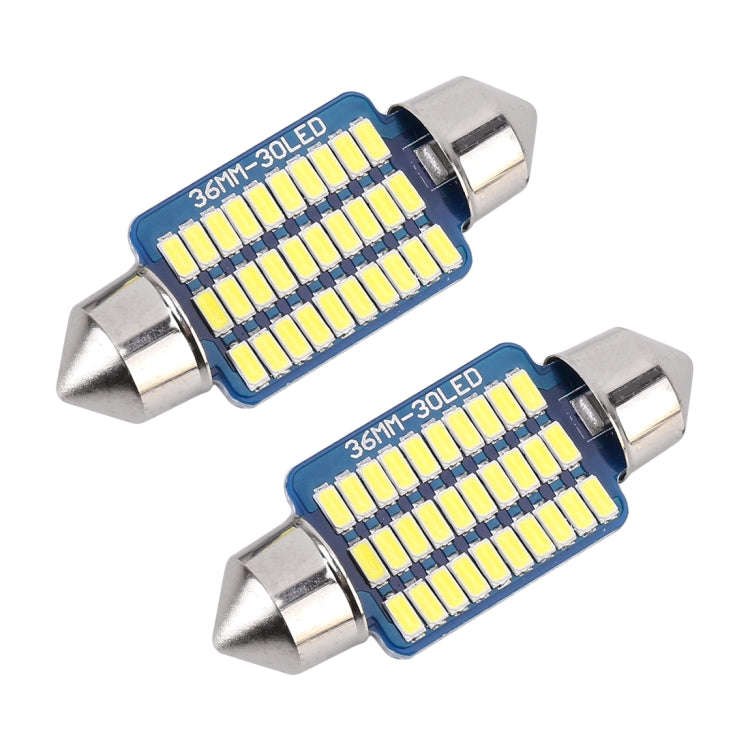 2 PCS 36mm DC12V / 1.5W / 6000K / 100LM 30LEDs SMD-3014 Car License Plate Light / Dome Light, wit...