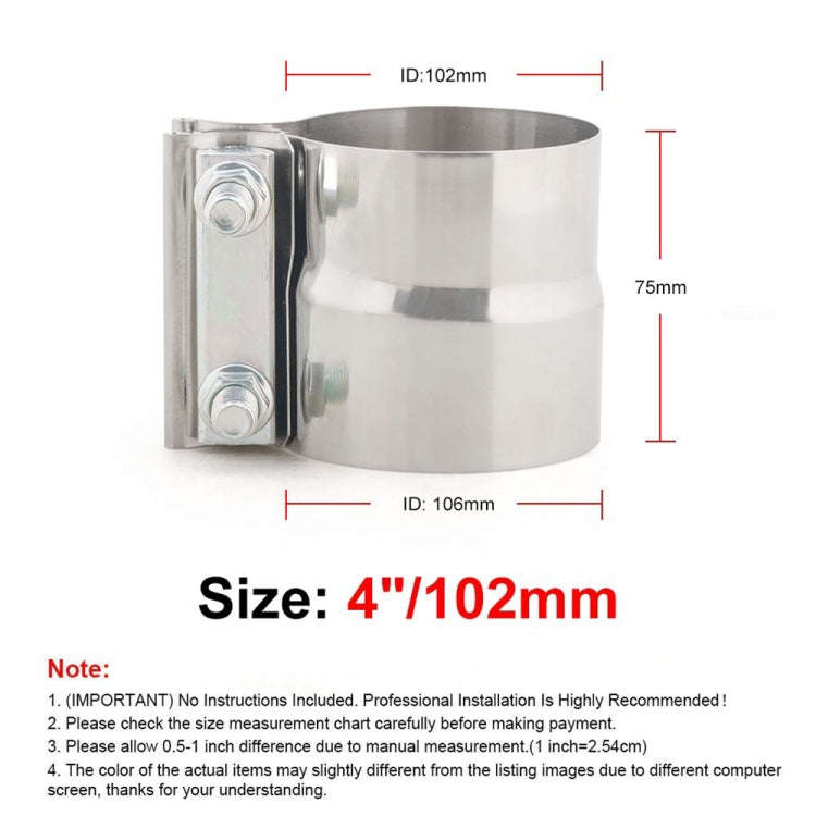 4 inch Car Turbo Exhaust Downpipe Stainless Steel Lap Joint Band Clamp, 4 inch