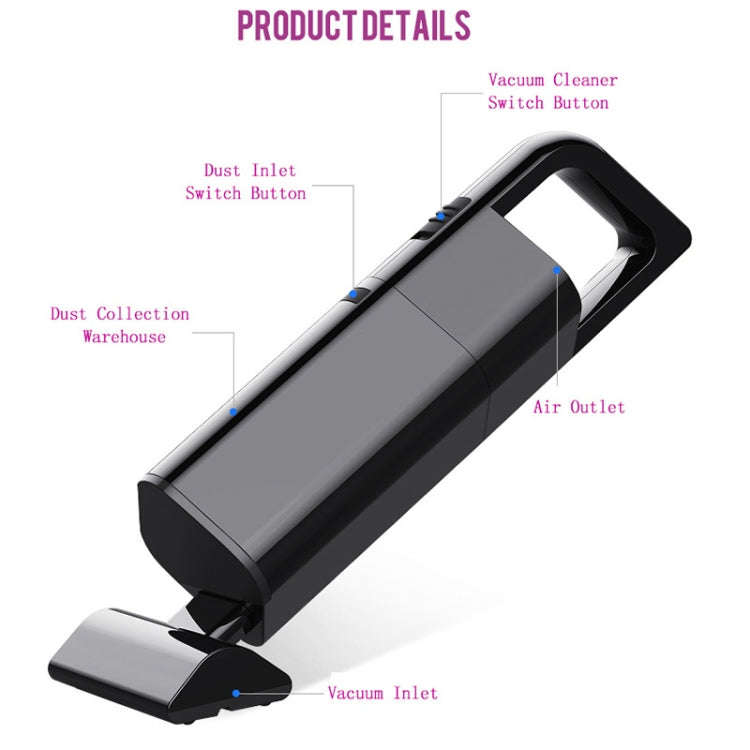 Car Portable Wireless 120W Handheld Powerful Vacuum Cleaner, Wireless (Black), Wireless (White)