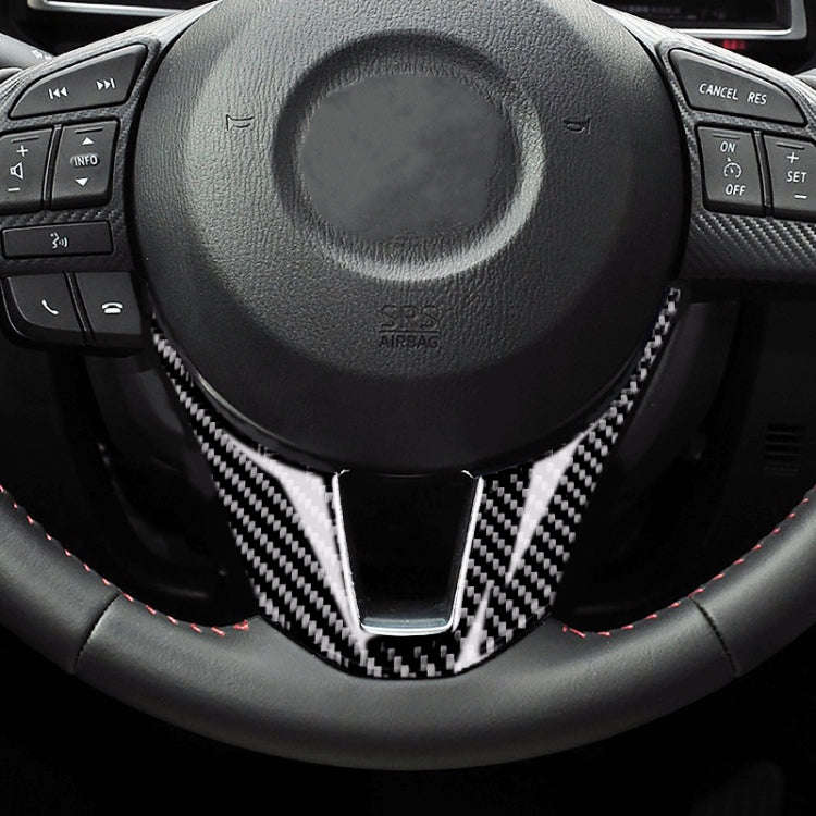 Car Carbon Fiber Steering Wheel Decorative Sticker for Mazda Axela 2014-2016, Steering Wheel