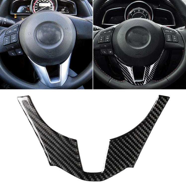 Car Carbon Fiber Steering Wheel Decorative Sticker for Mazda Axela 2014-2016, Steering Wheel