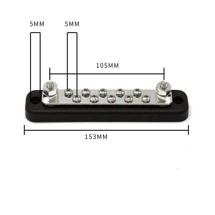 10 Way Power Distribution Bus Bar 10-bit Single Distribution Box for Car / RV / Boat, 10-bit