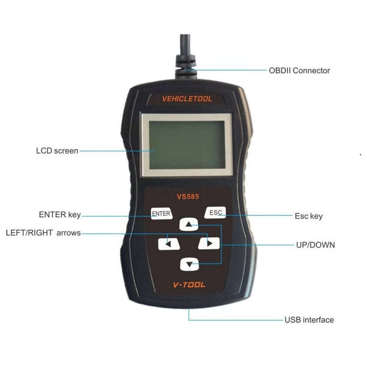 VS585 Car Mini Code Reader ODB2 Professional Fault Detector Diagnostic Tool, VS585