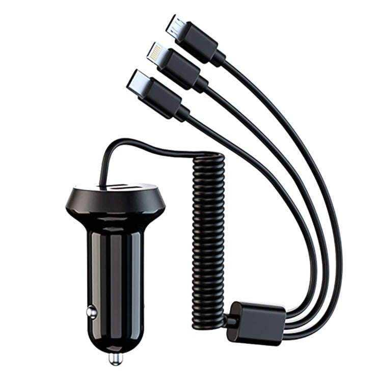 Universal Car 3 in 1 Quick Charger Dual Port USB Charger Power Outlet Adapter, Cable Length: 55cm...