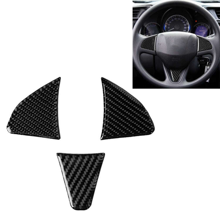 3 in 1 Car Carbon Fiber Steering Wheel Button Decorative Sticker for Honda Fit, Left and Right Dr...