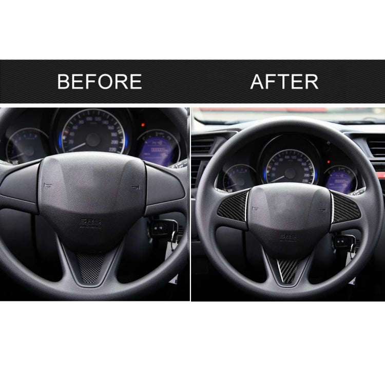3 in 1 Car Carbon Fiber Steering Wheel Button Decorative Sticker for Honda Fit, Left and Right Dr...
