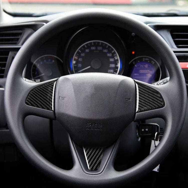 3 in 1 Car Carbon Fiber Steering Wheel Button Decorative Sticker for Honda Fit, Left and Right Dr...