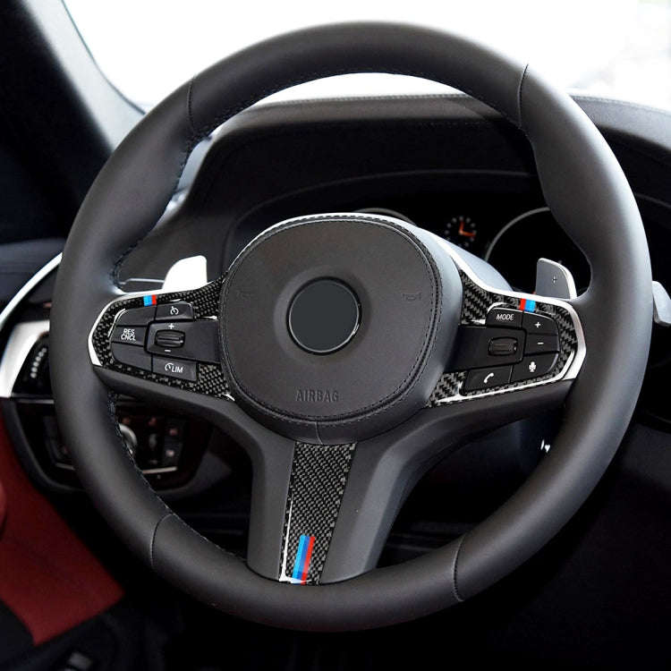 3 in 1 Car Carbon Fiber Tricolor Steering Wheel Button Decorative Sticker for BMW 5 Series G30 X3...
