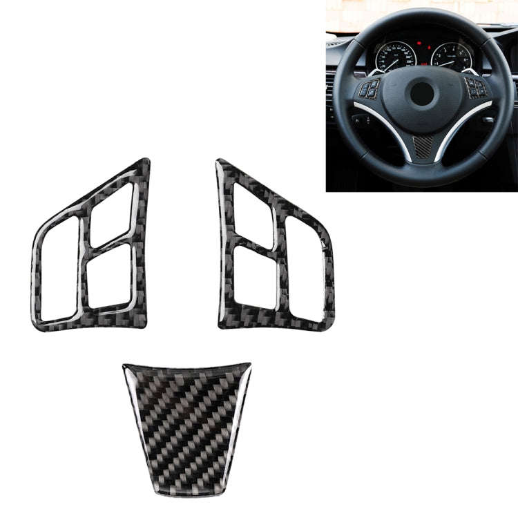 3 in 1 Car Carbon Fiber Solid Color Steering Wheel Button Decorative Sticker for BMW 3 Series E90...