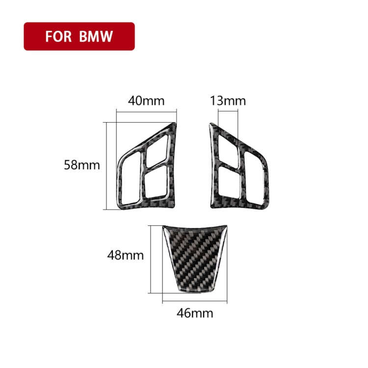 3 in 1 Car Carbon Fiber Solid Color Steering Wheel Button Decorative Sticker for BMW 3 Series E90...