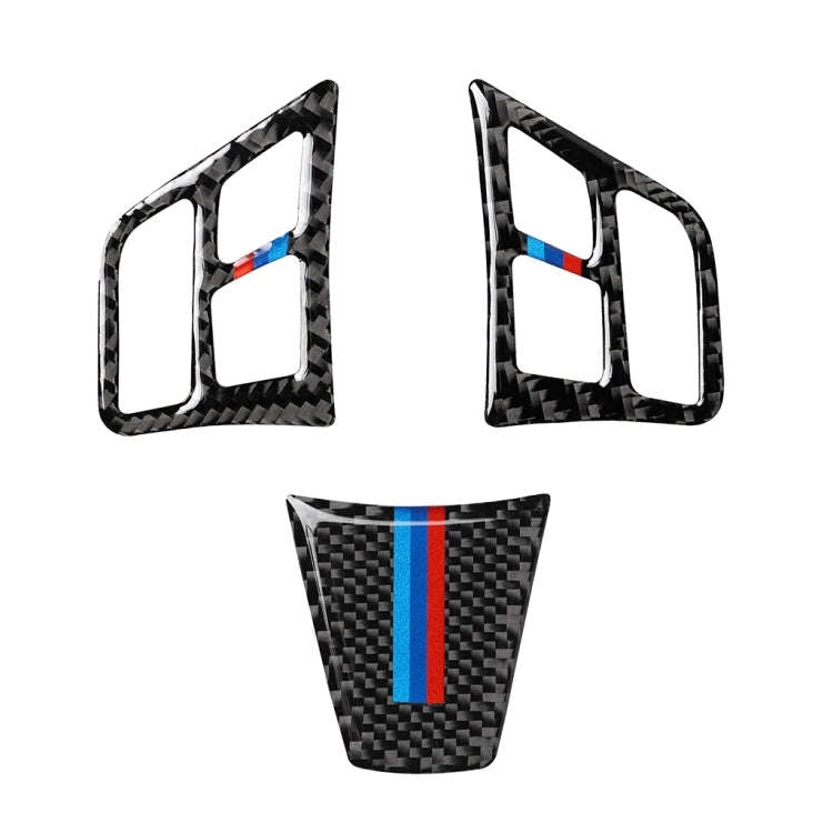 3 in 1 Car Carbon Fiber Tricolor Color Steering Wheel Button Decorative Sticker for BMW 3 Series ...