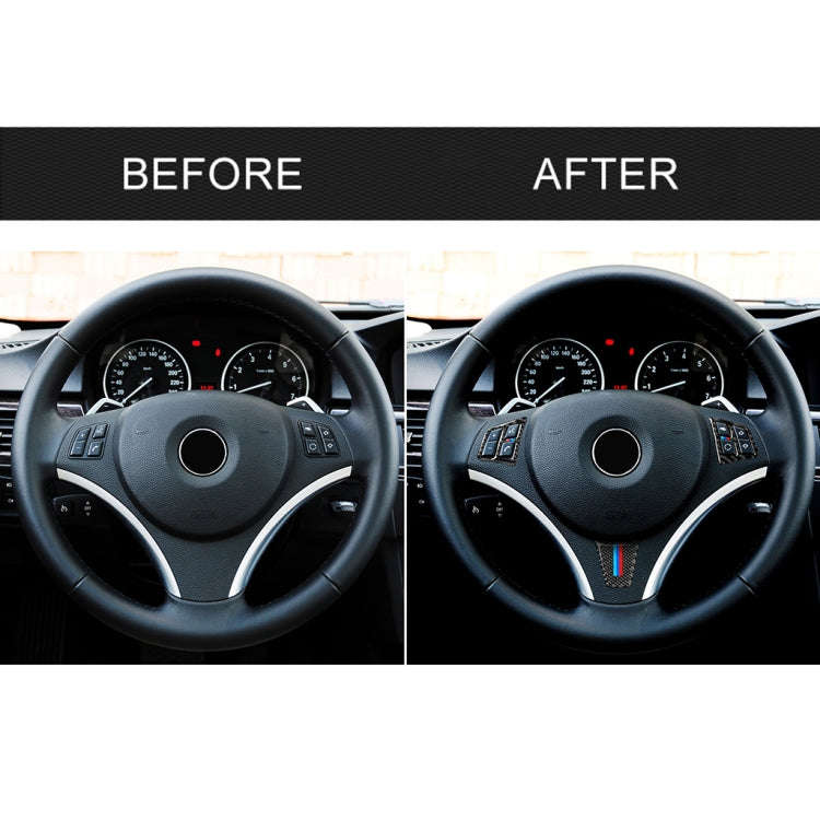 3 in 1 Car Carbon Fiber Tricolor Color Steering Wheel Button Decorative Sticker for BMW 3 Series ...