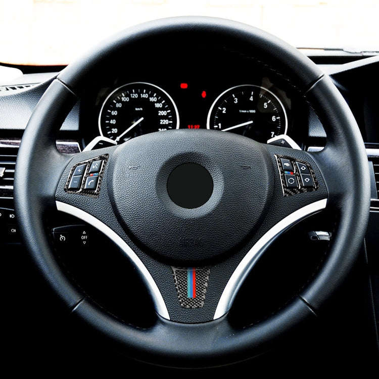 3 in 1 Car Carbon Fiber Tricolor Color Steering Wheel Button Decorative Sticker for BMW 3 Series ...