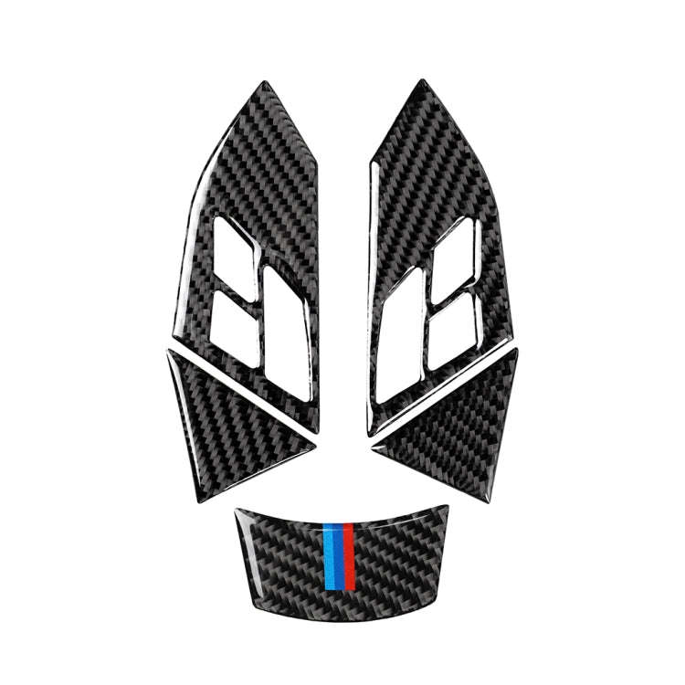 5 in 1 Car Carbon Fiber Tricolor Steering Wheel Button Decorative Sticker for BMW 5 Series E60 20...