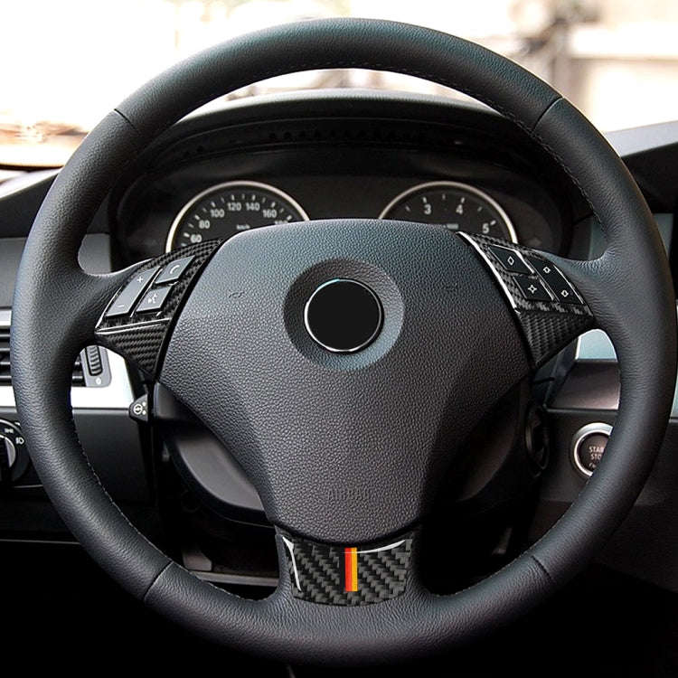5 in 1 Car Carbon Fiber Germany Color Steering Wheel Button Decorative Sticker for BMW 5 Series E...