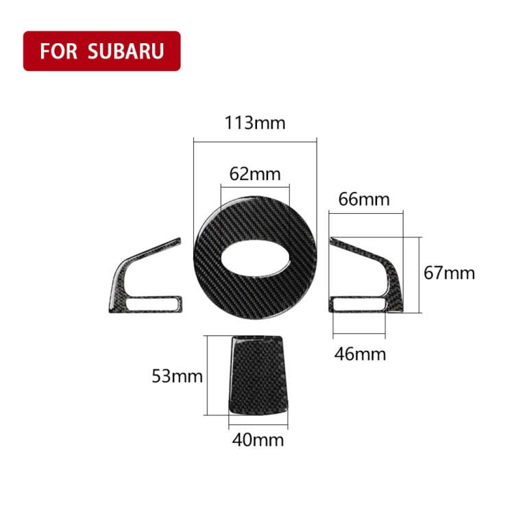 4 in 1 Car Carbon Fiber Solid Color Steering Wheel Button Decorative Sticker for Subaru Forester ...