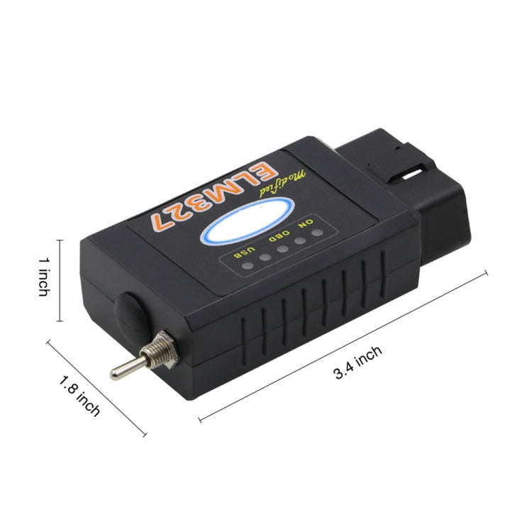 Bluetooth V1.5 ELM327 Interface USB OBDII Auto Diagnostic Scanner Tool with Switch, Auto Diagnost...