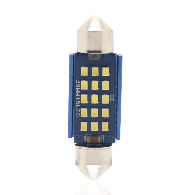 2pcs 39mm DC12-24V / 1W / 6000K / 60LM 15LEDs SMD Car Reading Lamp Dome Light, 39mm