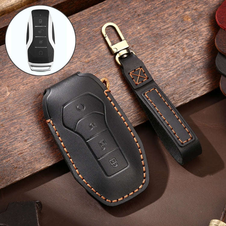 Hallmo Car Cowhide Leather Key Protective Cover Key Case for BYD, For BYD