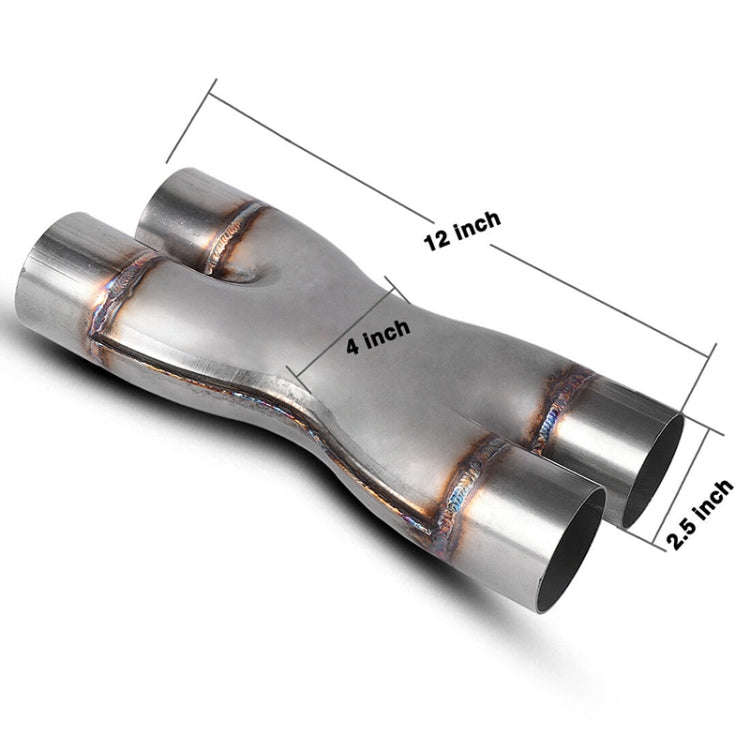 Dual 2.5 inch Car Universal 304 Stainless Steel X-type Exhaust Pipe, TP-1016-2-5-2-5