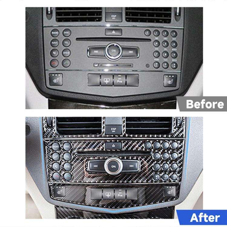 2 PCS Car Carbon Fiber CD Adjustment Frame Decorative Sticker for Mercedes-Benz W204, Left Drivin...