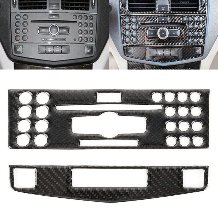 2 PCS Car Carbon Fiber CD Adjustment Frame Decorative Sticker for Mercedes-Benz W204, Left Drivin...