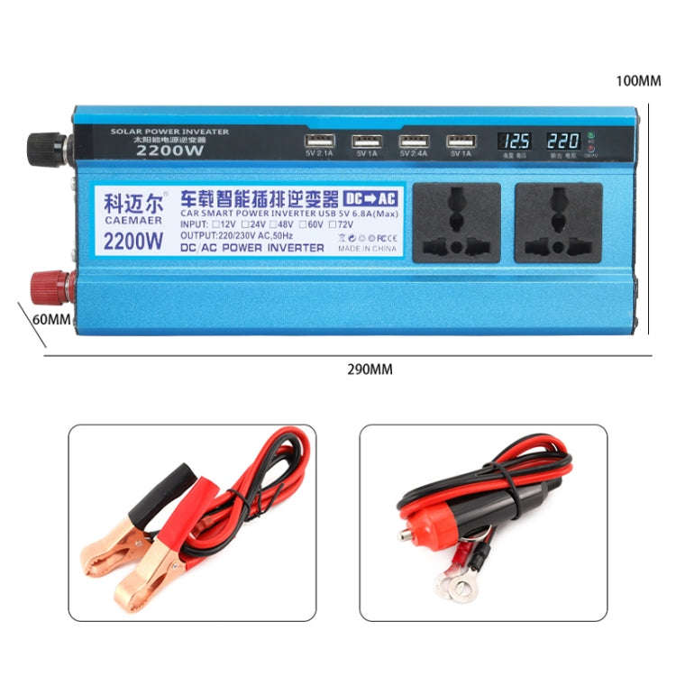 Carmaer 24V to 220V 2200W Three Socket Car Double Digital Display Inverter Household Power Conver...