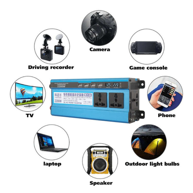 Carmaer 24V to 220V 2200W Three Socket Car Double Digital Display Inverter Household Power Conver...