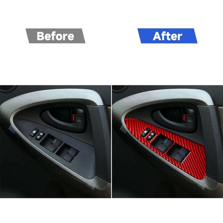 Car Carbon Fiber Window Glass Lift Panel Decorative Sticker for Toyota RAV4 2006-2013, Right Driv...