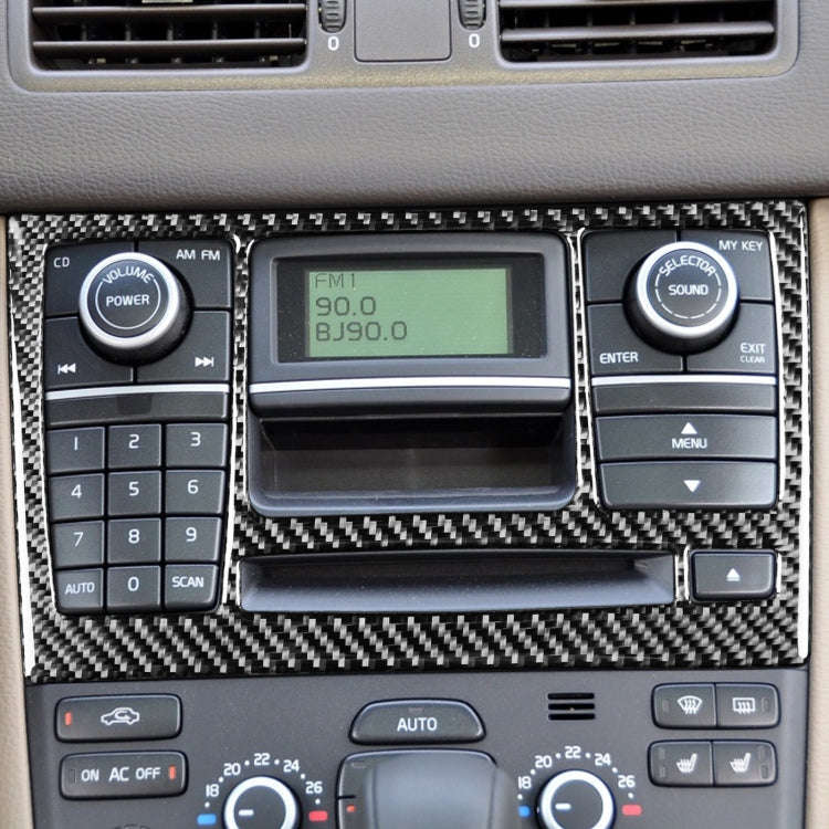Car Carbon Fiber CD Panel Decorative Sticker for Volvo XC90 2003-2014, Left and Right Drive Unive...
