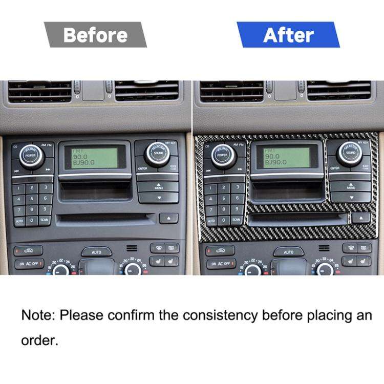 Car Carbon Fiber CD Panel Decorative Sticker for Volvo XC90 2003-2014, Left and Right Drive Unive...