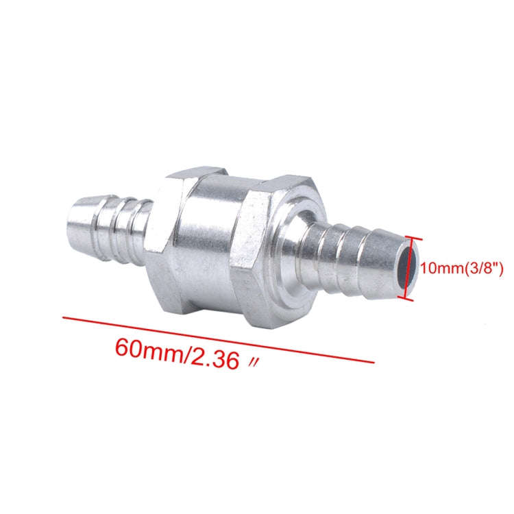 Car 10mm Aluminium Alloy Fuel Petrol One Way Non Return Check Valve, 10mm Silver