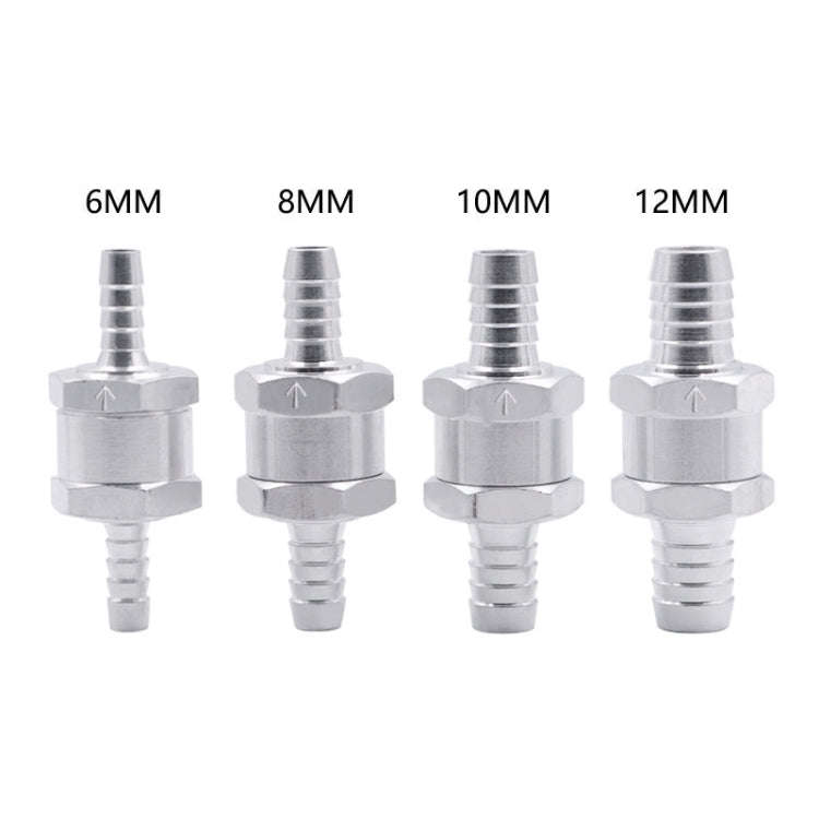 Car 12mm Aluminium Alloy Fuel Petrol One Way Non Return Check Valve, 12mm Silver
