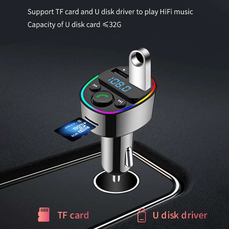 Car Bluetooth MP3 Player Audio FM Transmitter with Ambient Light, MP3 Player