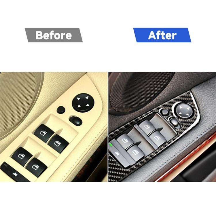 4 PCS Carbon Fiber Car Left Driving Lifting Panel Decorative Sticker with Folding for BMW E90 / 3...