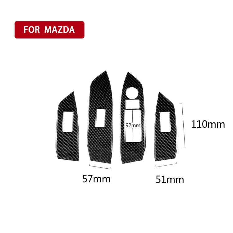 Car Carbon Fiber Window Buttons Panel Decorative Sticker for Mazda CX-5 2017-2018, Left Drive, Wi...