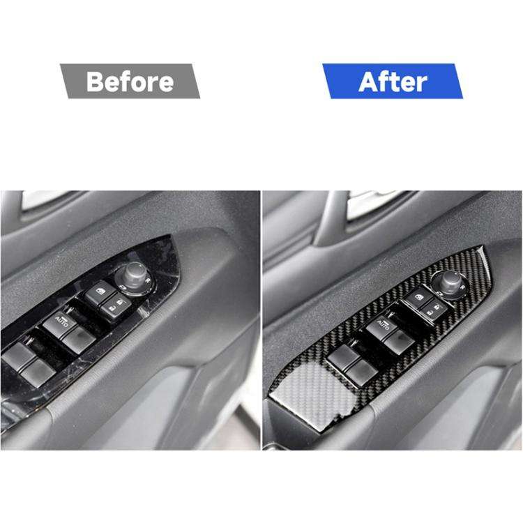 Car Carbon Fiber Window Buttons Panel Decorative Sticker for Mazda CX-5 2017-2018, Left Drive, Wi...